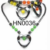 Colored Opal Beads Hematite Heart Pendant Beads Stone Chain Choker Fashion Women Necklace